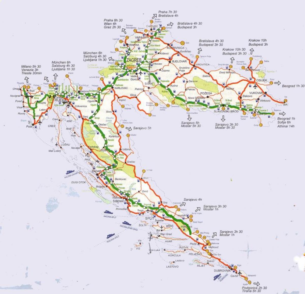 מפורט, מפת הדרכים של קרואטיה