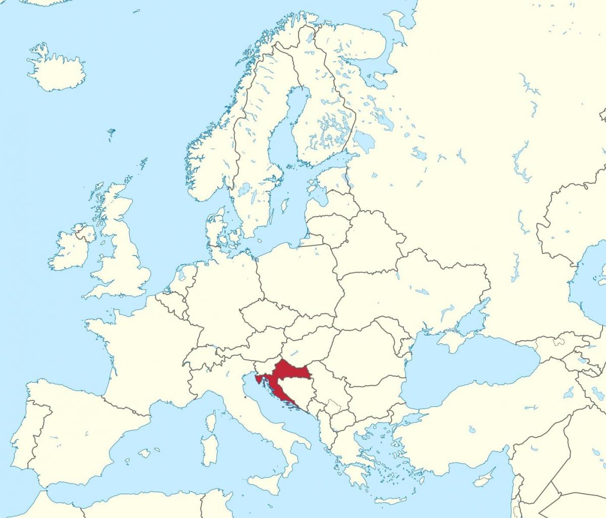 קרואטיה במפה של אירופה